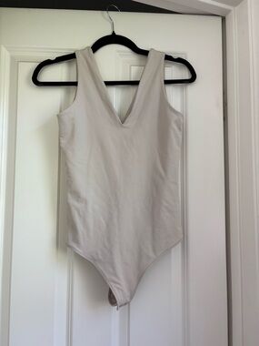 Abercrombie & Fitch Cream V-Neck Bodysuit